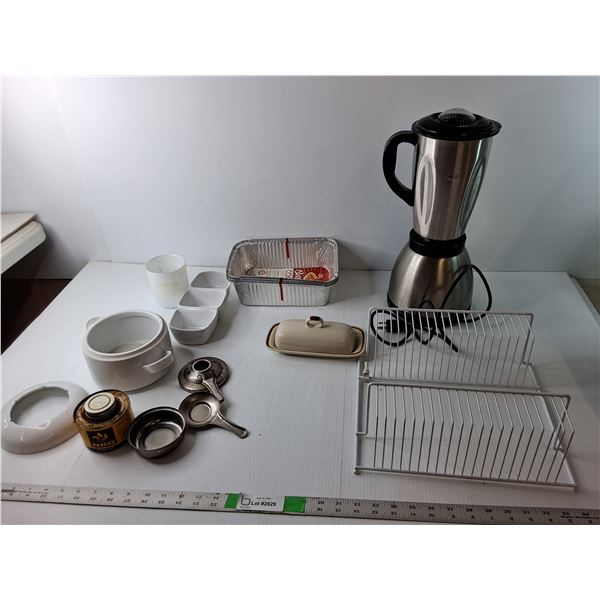 Stainless Steel Blender- Powers On, Butter Dish, Fondue Dish, Misc.