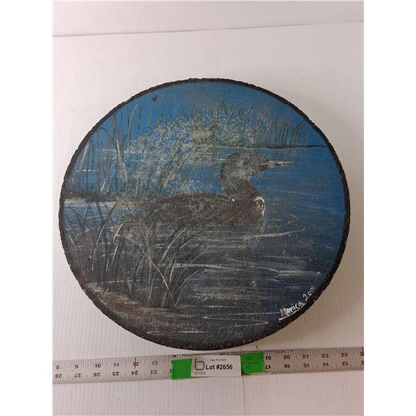 Cement Garden Stone with Loon, Cannot Ship 16"