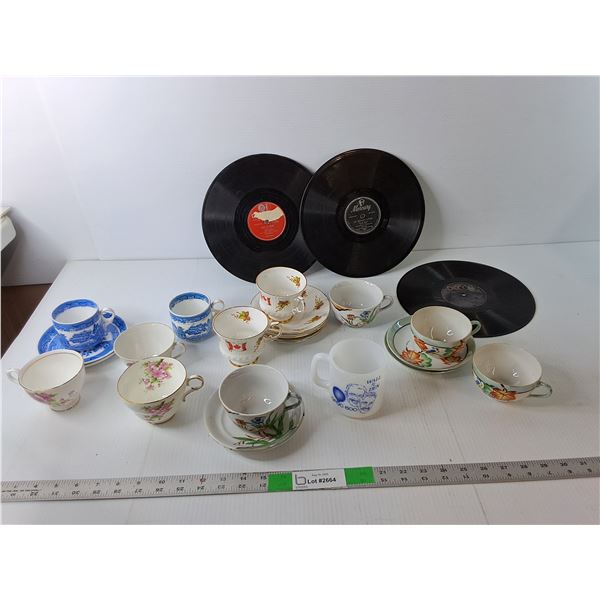 (3) Records, (12) Cups, (9) Dessert Plates