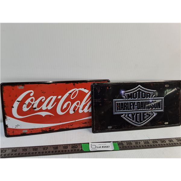 Coca-Cola, Harley-Davidson Aluminum Plates/Signs