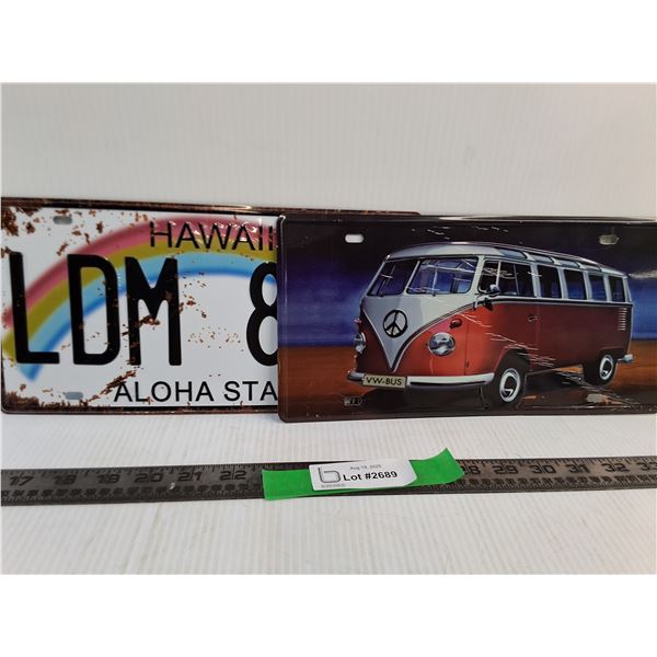 Hawaii and Volkswagon Aluminum Plates/Signs