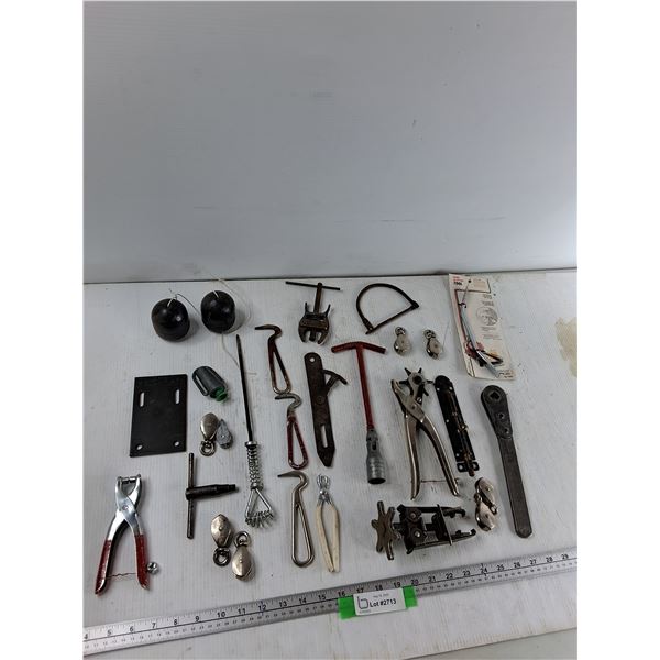 Sparkplug Wrench, (8) Pulleys, Gate Latch, Misc