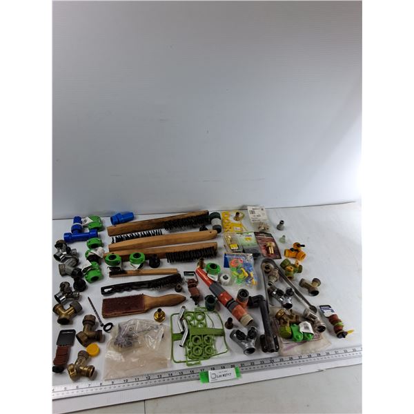(6) Wire Brushes, Tongs, (12) Hose Splitters, Misc