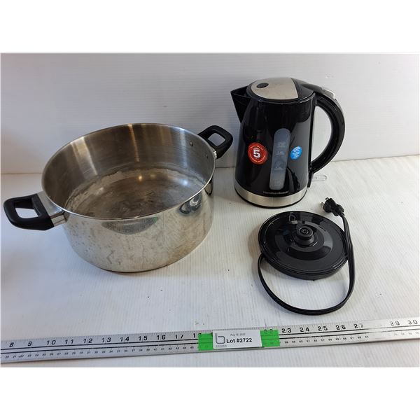 Hamilton Beach Electric Kettle - Powers On, As Is and 11" Cooking Pot