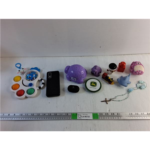 8000 mAh Power Bank, Helix Earbuds Case - No Earbuds - As Is, Cross Necklace and Kids Toys