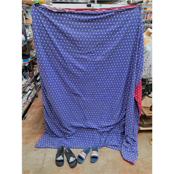 Quilt 77" x 55"' and (2)  Pairs of Slippers - Size 10 - 11