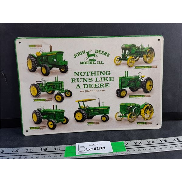Nothing Runs Like a Deere Wall Sign 12" x 8"