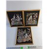Image 1 : (3) Framed Asian Embroidery Wall Art 11" x 12"