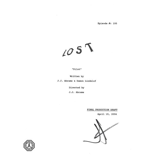 LOST Pilot Script Cover Signed by J.J. Abrams! (Rare)