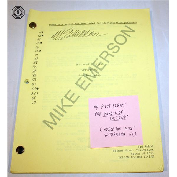 Person of Interest Pilot Script Signed by Michael Emerson! (Very Rare!)