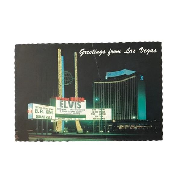 Colonel-Signed Postcard: Greetings From Vegas Hilton