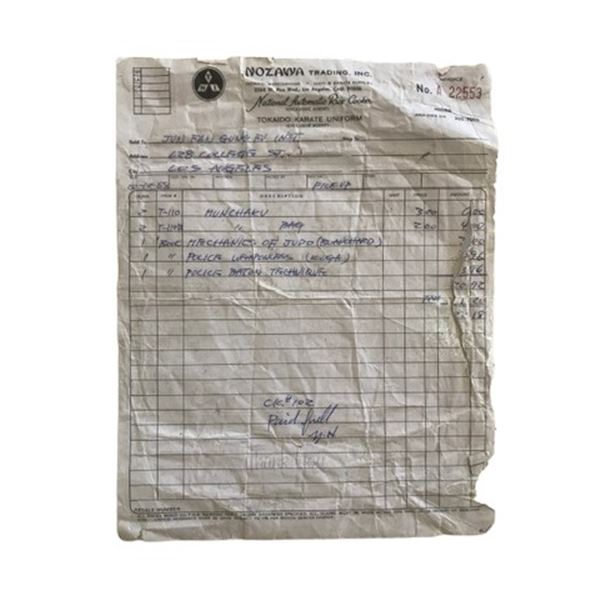 Bruce Lee Personal Purchase Invoice 1968