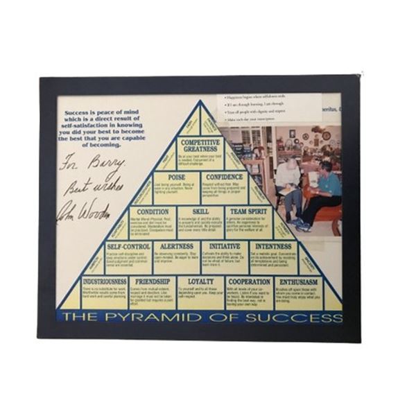 John Wooden personalized autograph on Pyramid of Success
