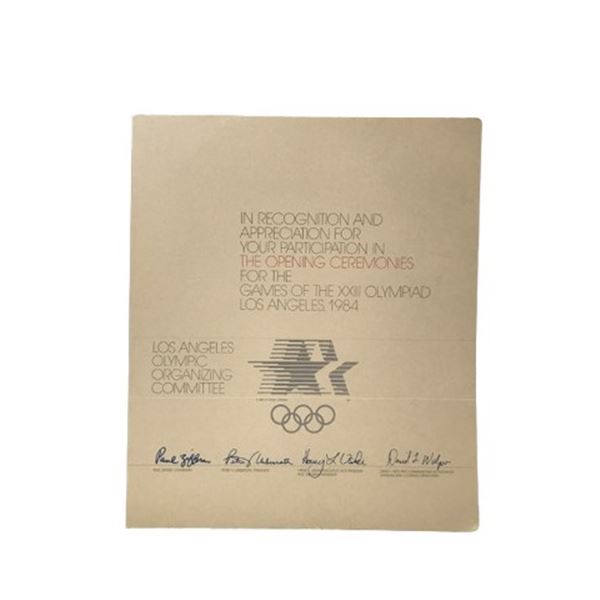 1984 Olympics Organizing Committee opening ceremonies certificate