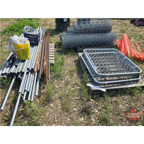 Fencing Combo : Chain Link Fencing; Gates; Poles; Wire Brackets + Snow Fence Partial Roll