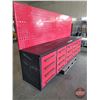 Image 2 : Large Shop Tool Work Bench (20 Drawer) (Metal Peg Board Back)