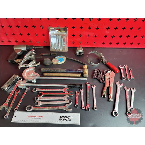 Tool Grouping : Puller; Air Chisel; Brass Hammer; Tubing Bender; Wrenches; etc
