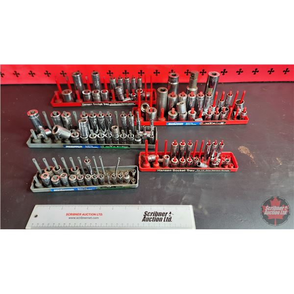 Socket Sets Grouping : 1/2" Drive; 3/8" Drive; 1/4" Drive (with Socket Holders)