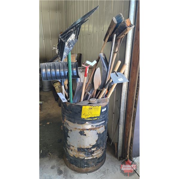 Grouping : Long Handle Tools & Barrel (Variety Shovels; Pick Axe; Forks; etc!)