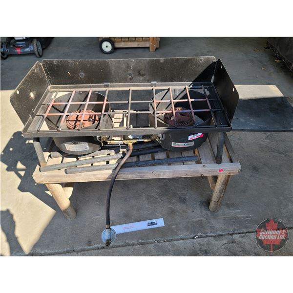 Outdoor Cookers : Propane Outdoor Grill & Griddle (c/w Wood Coffee Table)