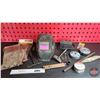 Image 1 : Grouping: Auto Darkening Welders Helmet; Welding Gloves (2 New Pairs); Chipping Hammer; Vise Grips; 