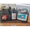Image 1 : Shelf Lot Grouping ~ Shop Fluids : Variety Oil & Antifreeze Jugs (Partial Full)