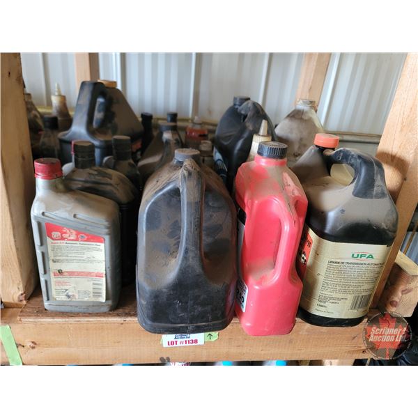 Shelf Lot Grouping ~ Shop Fluids : Variety Oil ; Air Brake Anti-Freeze; etc! (Partial Full)