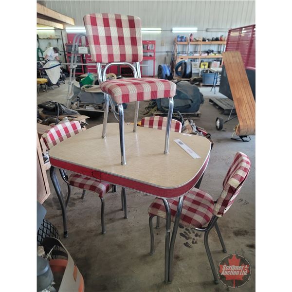 Chrome Table & Chairs (Chairs Re-Upholstered)