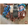 Image 1 : Welsh's Western Saddle : Size 38 (c/w : Bridles, Leads, Bits, Cinches, Reins, Saddle Stand)