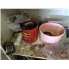 Image 11 : Metal Shop Cabinet with Contents : Travel Mug; Walkie-Talkies; Vintage Cig Tins; Nails; etc!