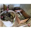 Image 14 : Metal Shop Cabinet with Contents : Travel Mug; Walkie-Talkies; Vintage Cig Tins; Nails; etc!