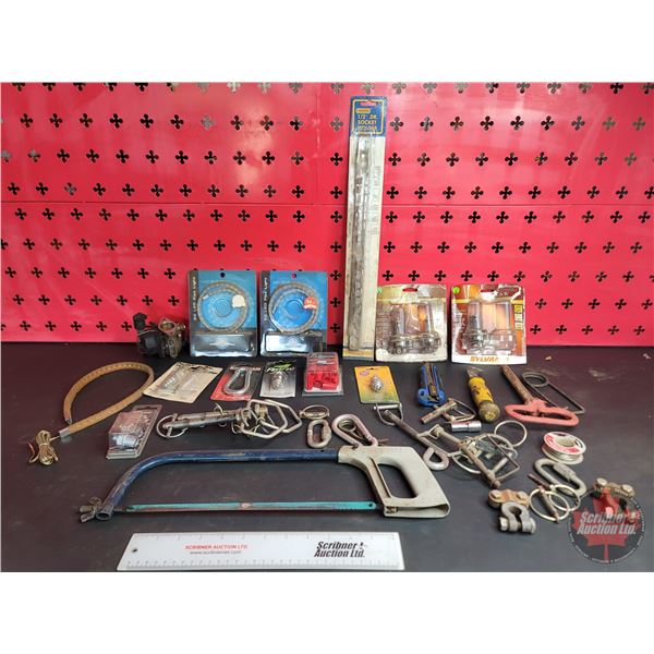 Grouping : Socker Holder; Headlight Bulbs; Hacksaw; LED Flex Lights; Pins; etc