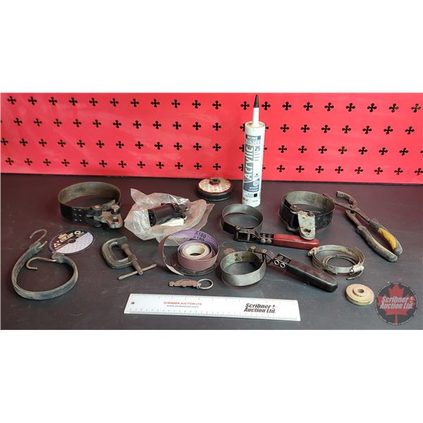 Grouping: Variety of Oil Filter Wrenches; Emery Cloth; 7-4 Pin Trailer Adaptor; etc!