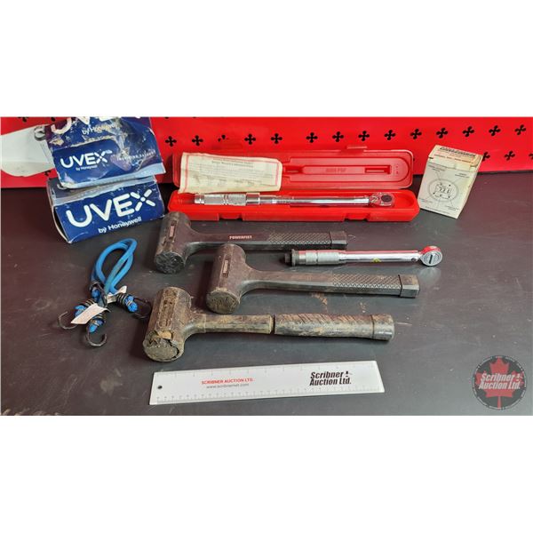 Grouping: Proto Torque Wrench (1/2" Drive : 80lbs) ; Safety Glasses; Digital Temp Gauge; Dead Blow H