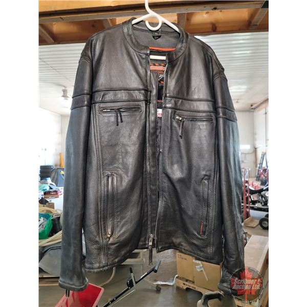 Leather Motorcycle Coat "INTERSTATE" (Size : 3XL)