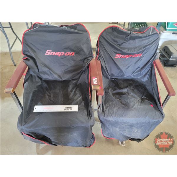 2 Rolling Arm Chairs with Snap-On Seat Protectors