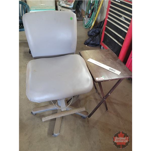 Adjustable Rolling Padded Chair with Footrest & TV Table