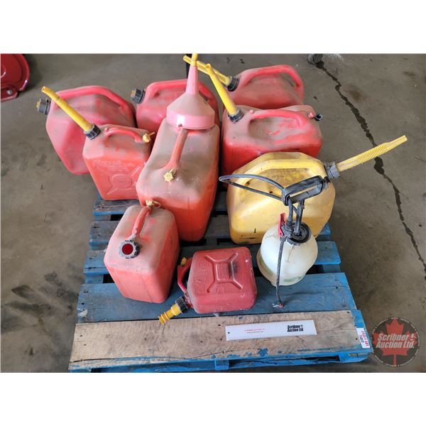 Pallet Lot ~ Grouping: Jerry Cans (9) & Weed Sprayer (1)