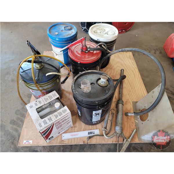 Pallet Lot ~ Grouping : Oil Pails / DEF Fluid / Pail Pumps / Barrel Pump