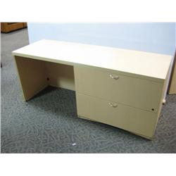 Maple Side Table With 2 Drawer Lateral File