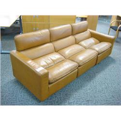Tan Leather Reception Sofa & Chair