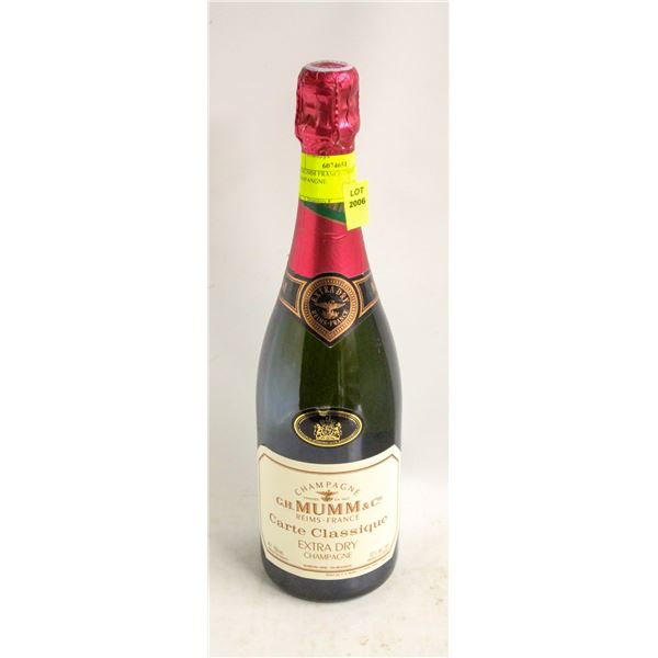 G.H MUMM FRANCE 750ML CHAMPAGNE EXTRA DRY 12% ALC