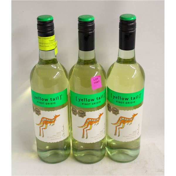LOT OF 3-YELLOW TAIL 2022 PINOT GRIGIO 750ML 11.5%