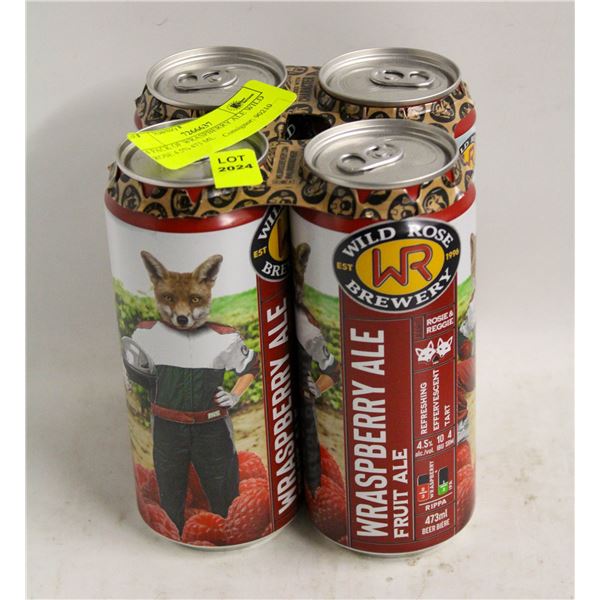 4 PACK OF WRASPBERRY ALE WILD ROSE 4.5% 473 ML