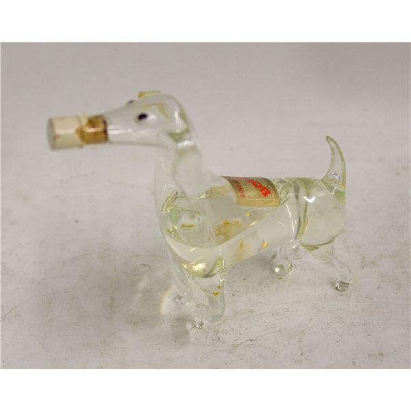 1950-1960 BOLS GOLD LIQUEUR DOG HAND BLOWN GLASS