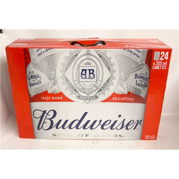 24 PACK OF 355 ML  BUDWEISER CANS 5.0% ALC.