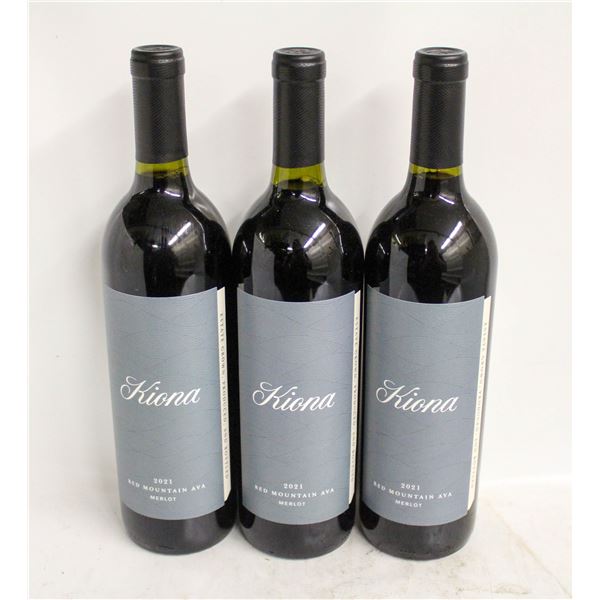 LOT OF 3 BOTTLES OF 2021 KIONA MERLOT 13.2% 750ML