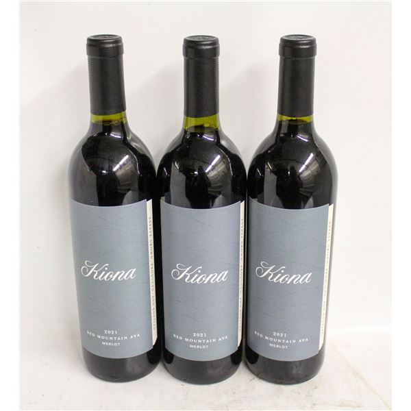 LOT OF 3 BOTTLES OF 2021 KIONA MERLOT 13.2% 750ML