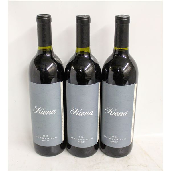 LOT OF 3 BOTTLES OF 2021 KIONA MERLOT 13.2% 750ML