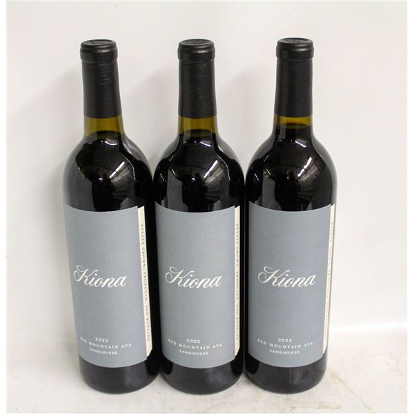 LOT OF 3 BOTTLES OF 2022 KIONA SANGIOVESE 14.4%